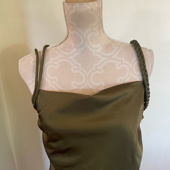 House of Harlow Olive Green braided-strap satin mini dress - NWT - Picture 5 of 8